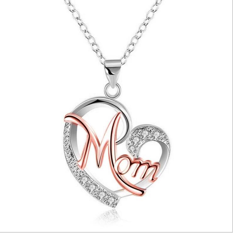 European And American Women''s Necklaces Mom Color Separation Heart-shaped Diamonds 2021 Wish Explosive Mother' Day Gifts Across The Border