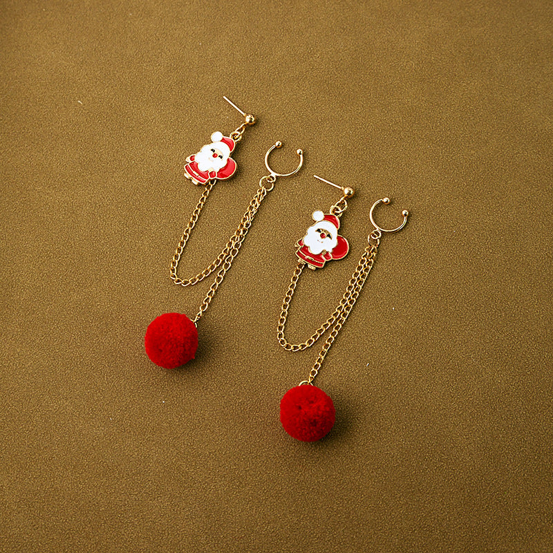 Earbone Clip Earrings Santa Claus Tree