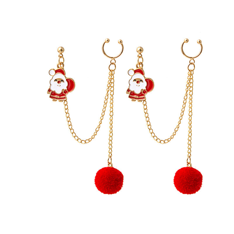 Earbone Clip Earrings Santa Claus Tree