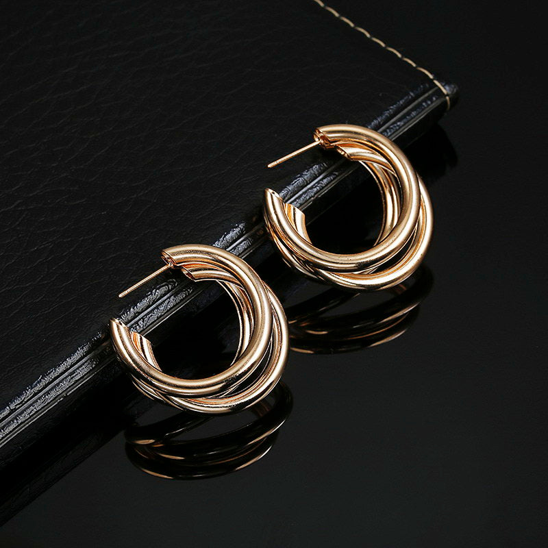 New Style Earrings Personality Cold Wind Metal Ring Ear Buckle Earrings Female C-shaped Earrings Earrings
