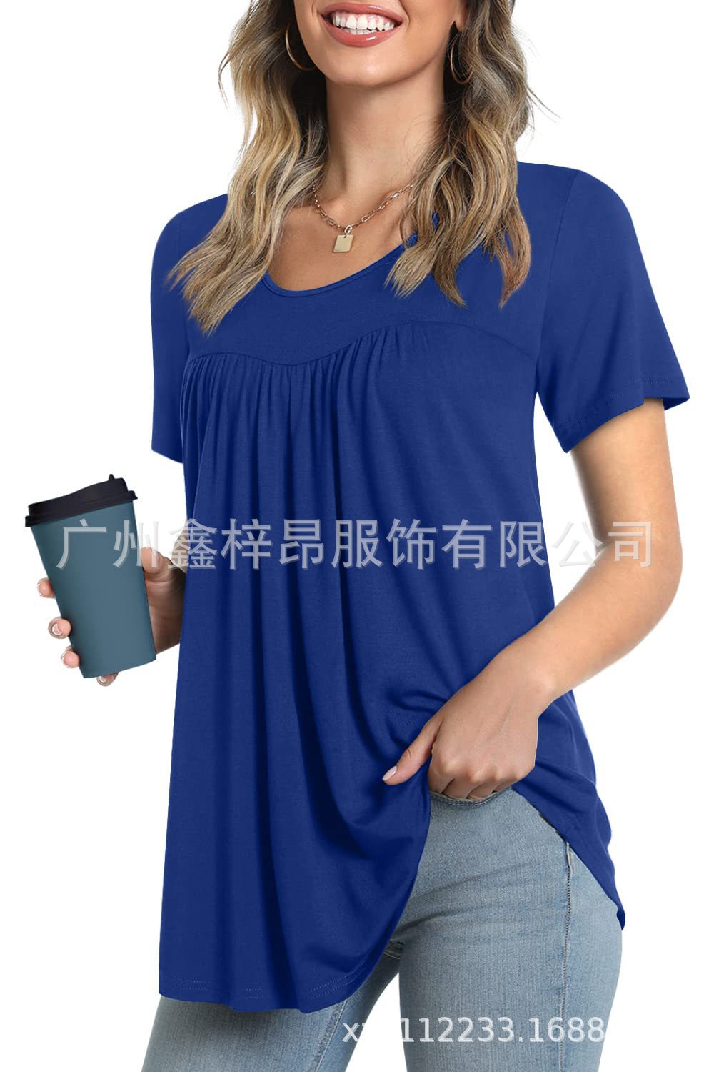 Women's Tunic Top Casual Fashion  Short Sleeve Loose Shirt Elegant And Light
