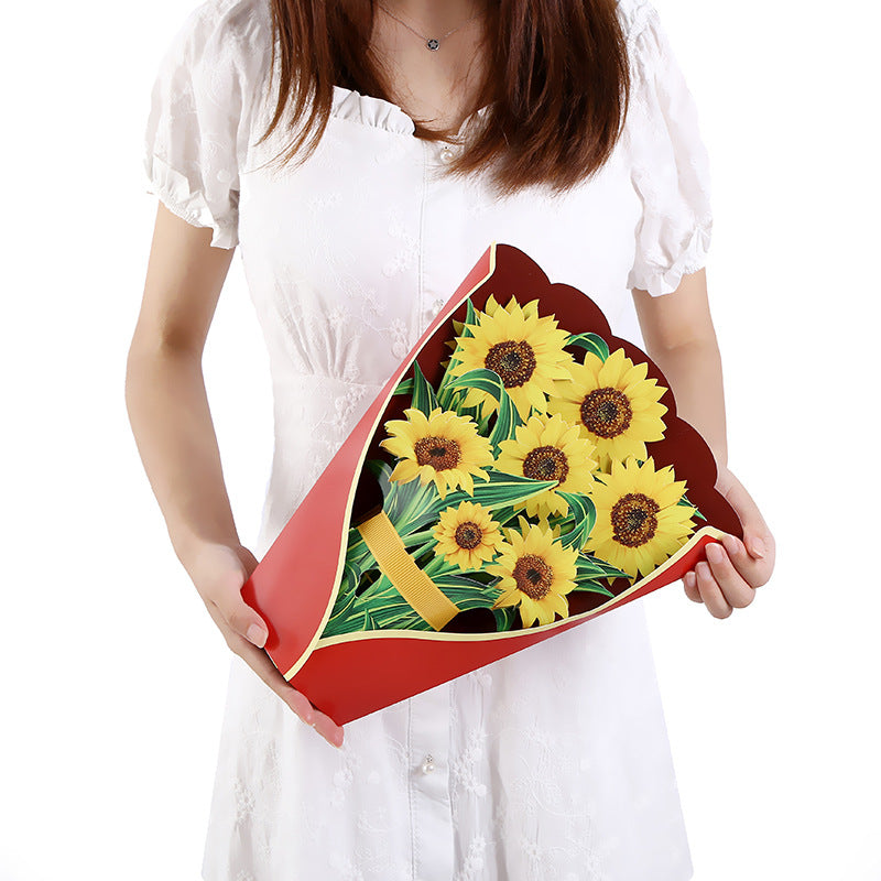 Creative 3D Three-dimensional Greeting Card Paper Holding Flowers
